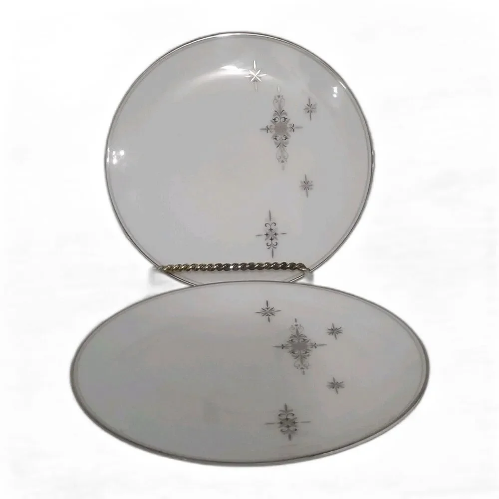 Vintage 1960s Noritake Stella 6602 Bread Dessert Plates Atomic Starburst Set 2